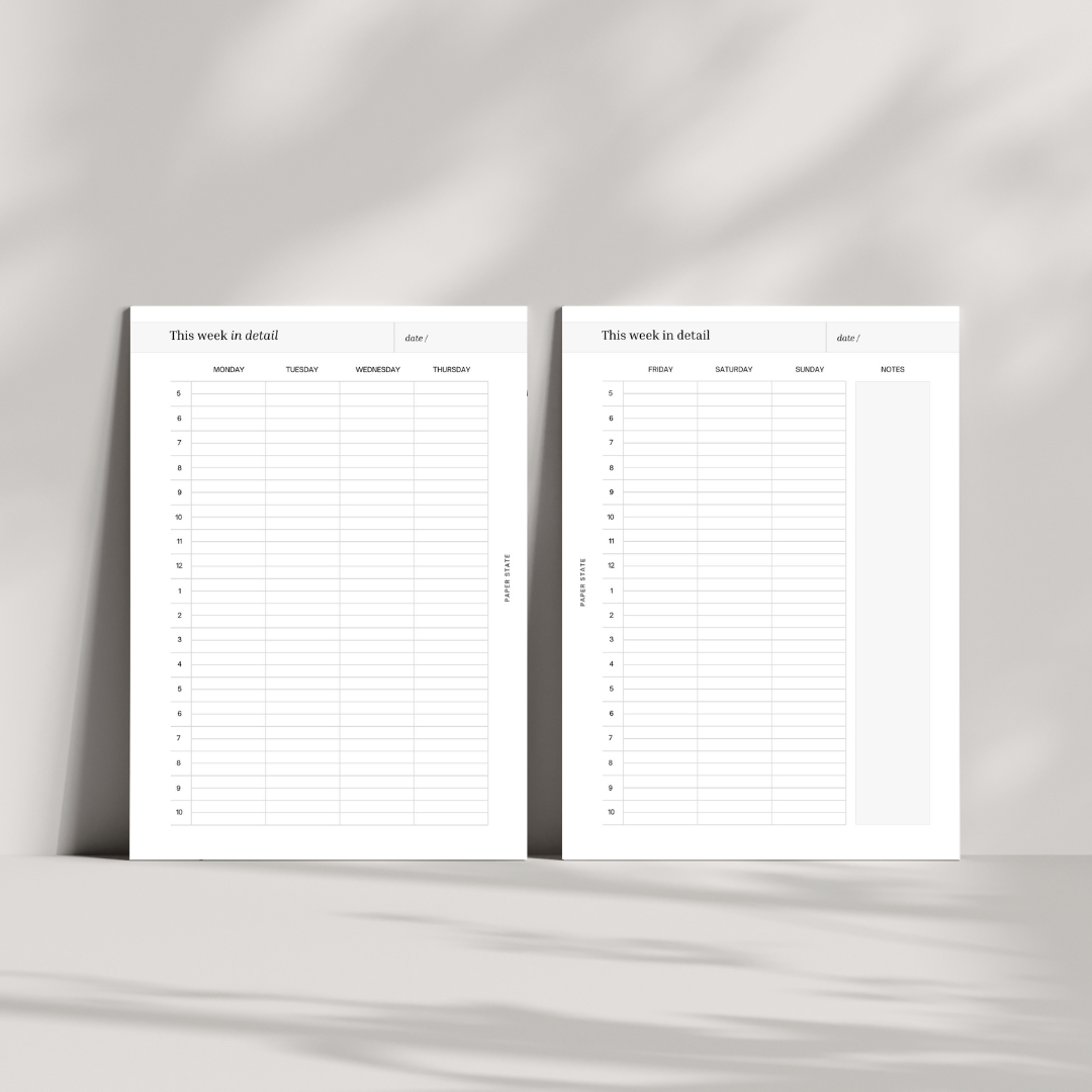 A5 | Ring binder | Undated weekly planner insert set