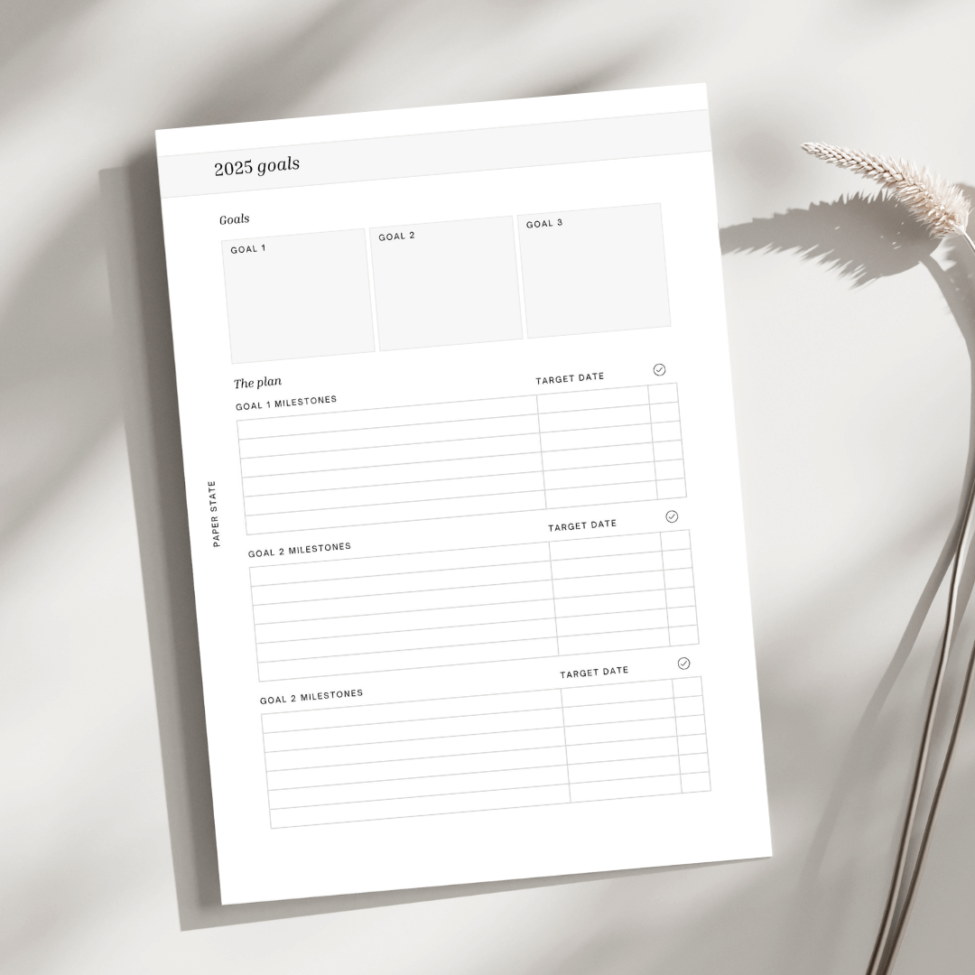 2025 a5 goals planner insert