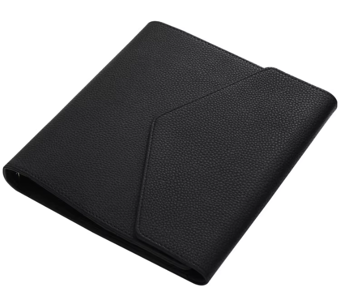 Black A5 6-ring pebble vegan leather planner cover