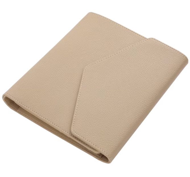 Beige A5 6-ring pebble vegan leather planner cover