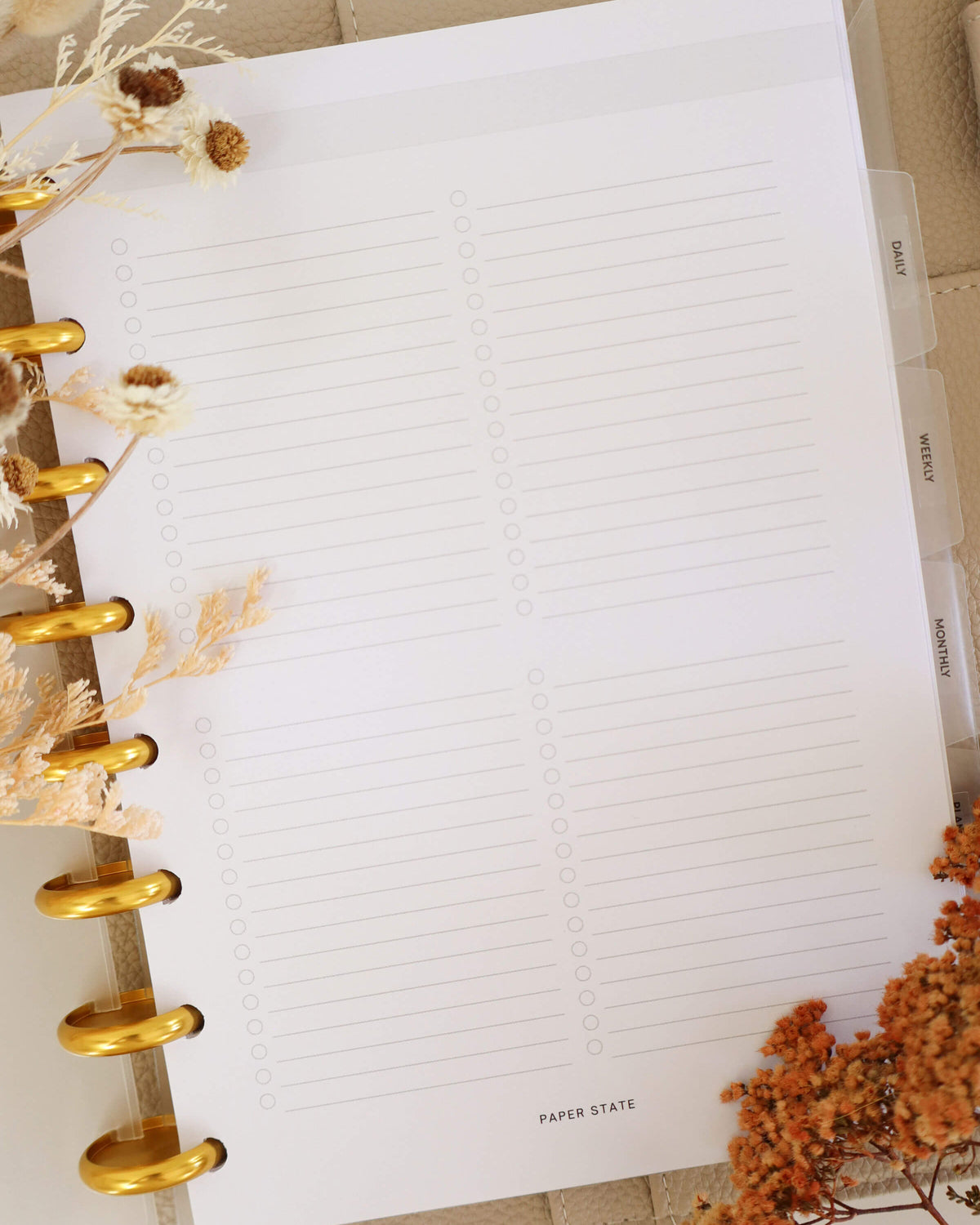 A5 Lists 4-Section — A5 discbound insert — refillable planner pages