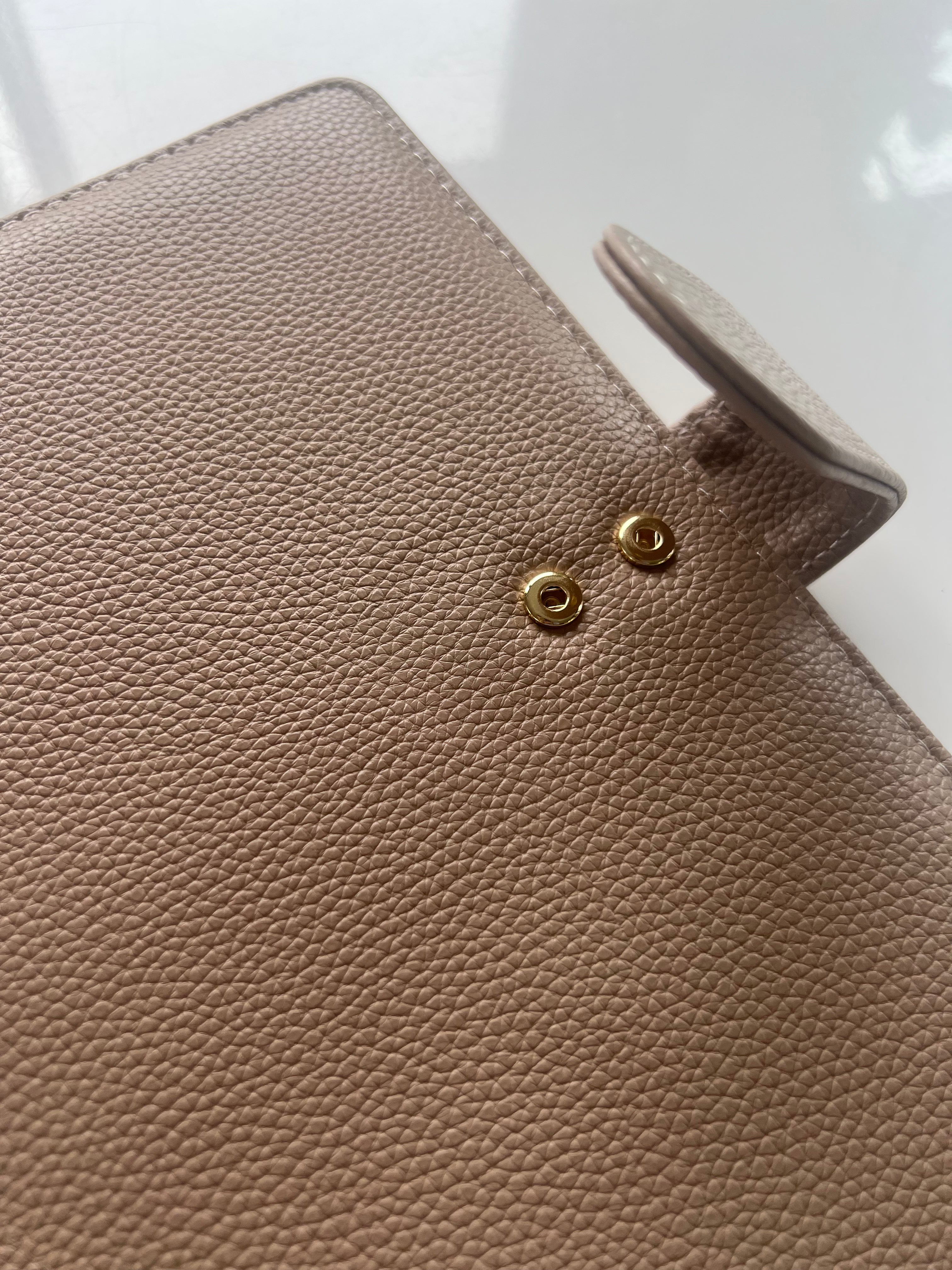 A5 Taupe wrap cover — discbound planner cover, additional view