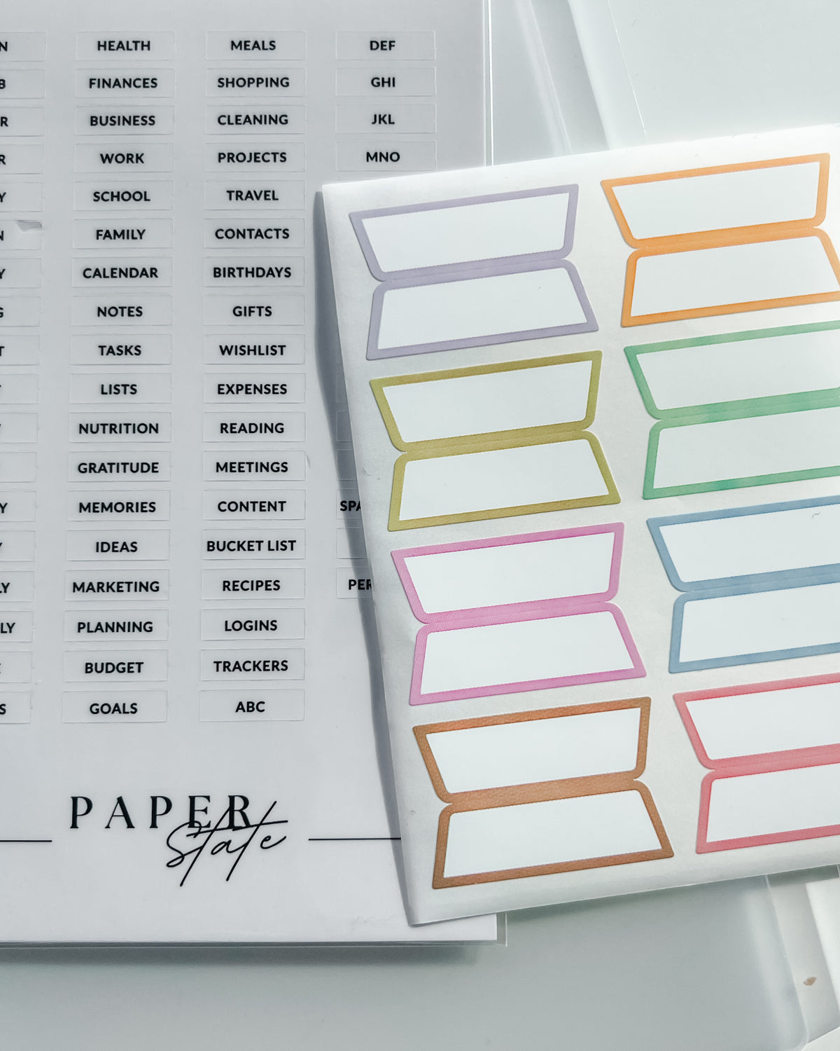 A5 Transparent divider tabs blank with stickers — tab dividers for discbound planners, additional view