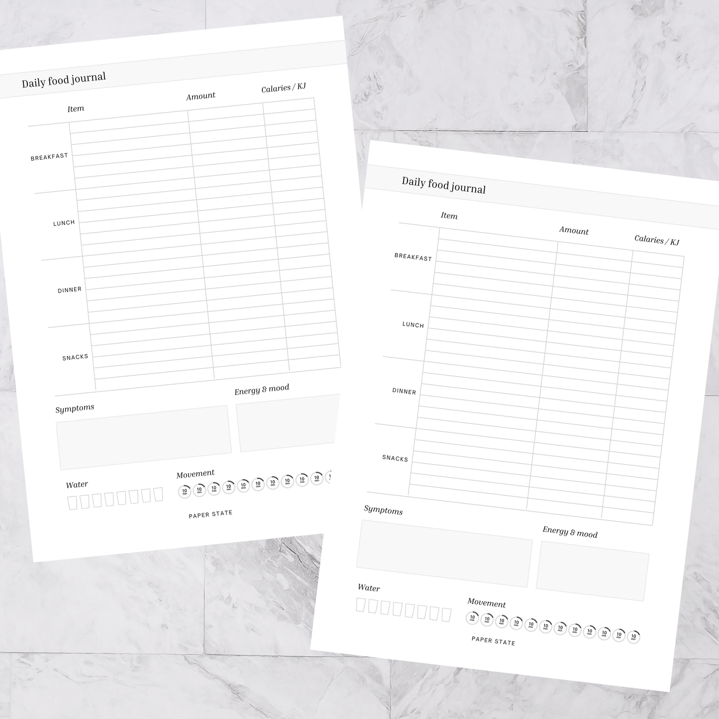 A5 | Discbound | Insert | FOOD JOURNAL | 15 sheets