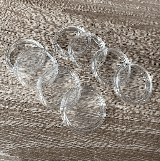 Discbound | Discs | Plastic | Clear | Set of 8 | 24, 28, or 32mm