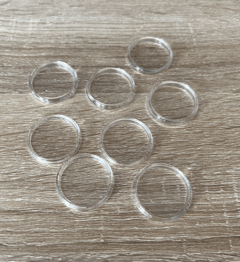 Discbound | Discs | Plastic | Clear | Set of 8 | 24, 28, or 32mm