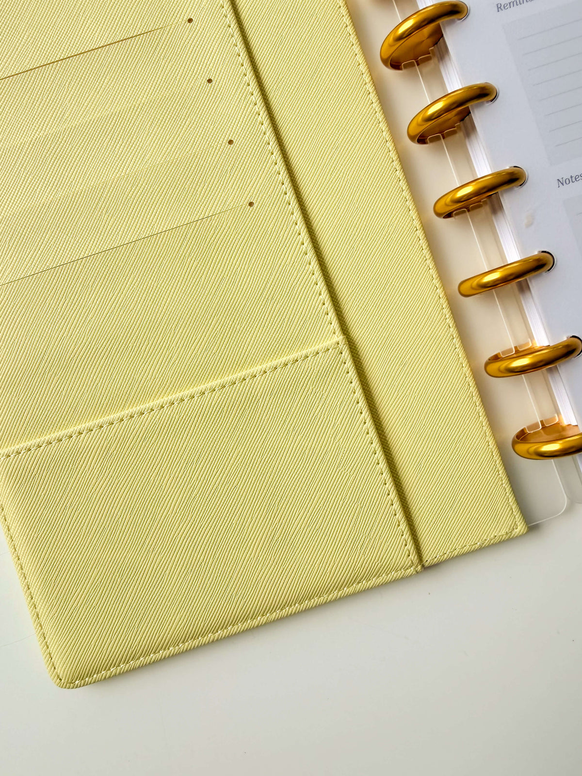 Gold Discs 32mm — planner discs for discbound modular planner systems, in use