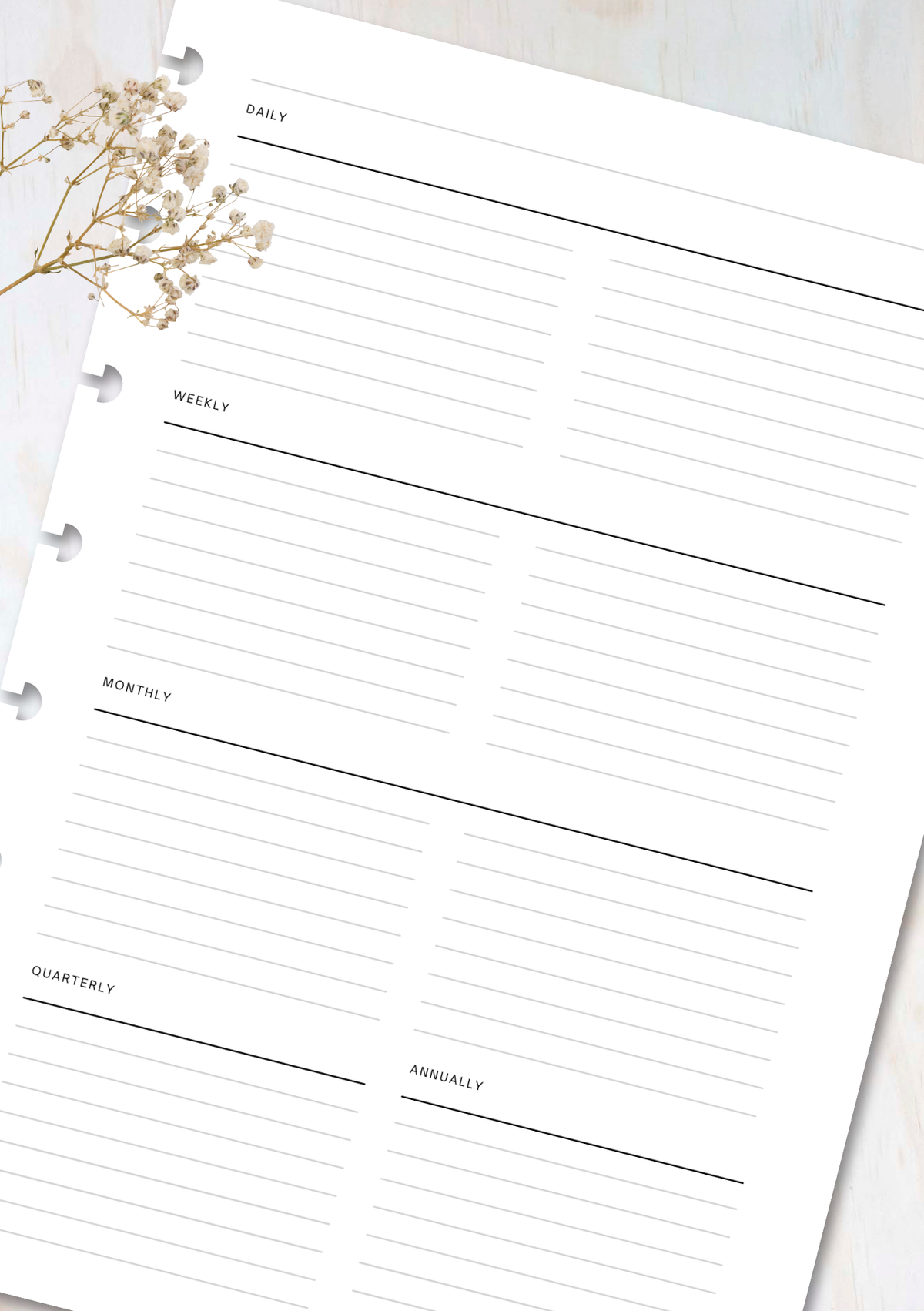 Home Recurring Routines — A5 ring binder insert — refillable planner pages