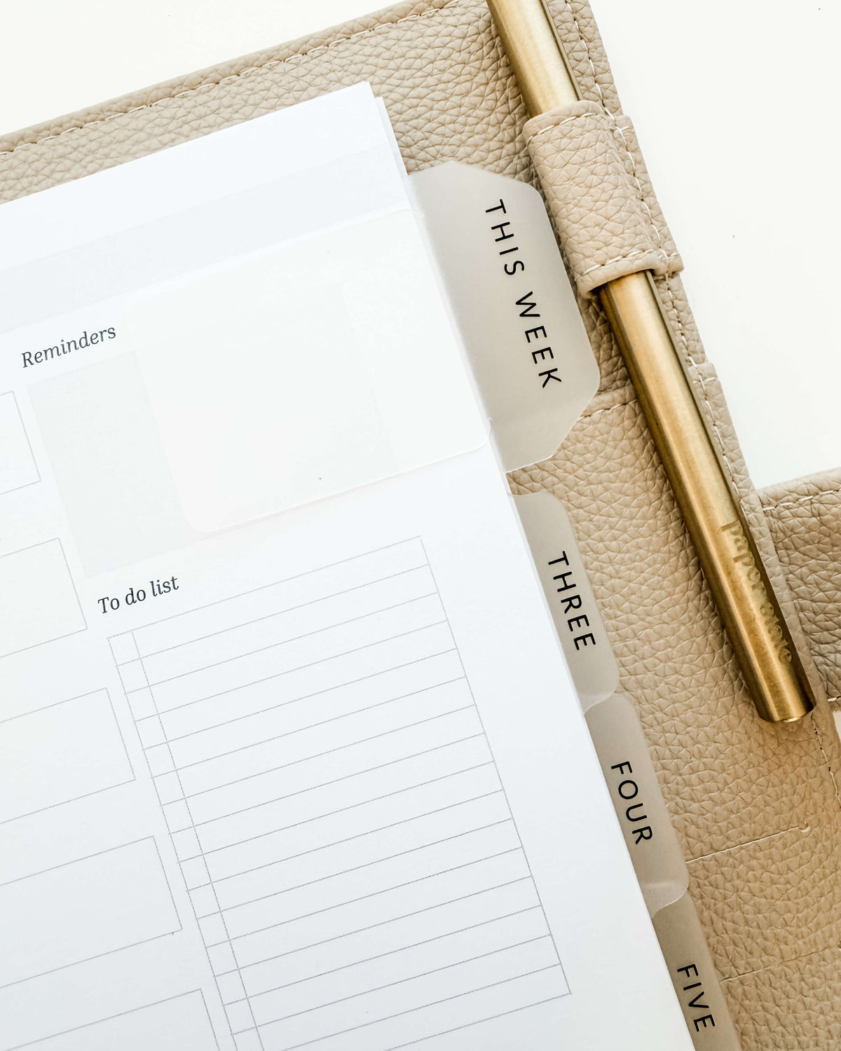 Page finder THIS WEEK — tab dividers for discbound planners, close-up
