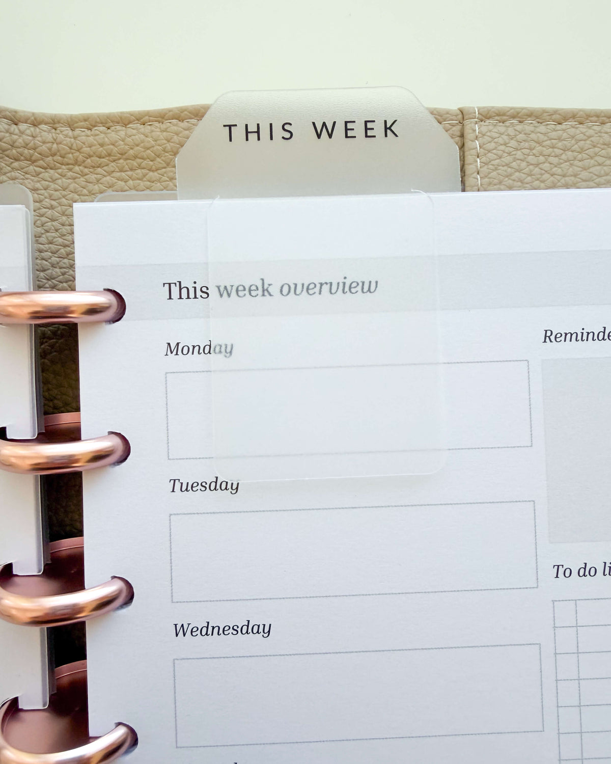 Page finder THIS WEEK — tab dividers for discbound planners, lifestyle photo