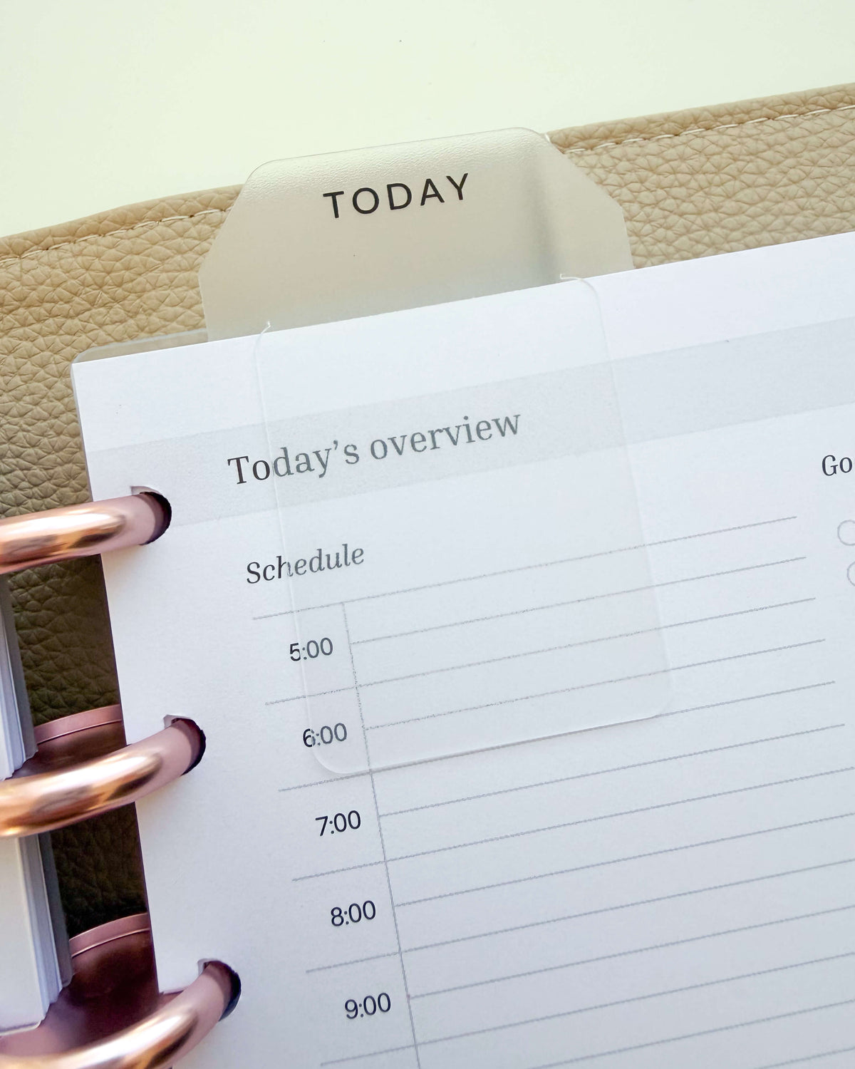 Page finder TODAY — tab dividers for discbound planners, close-up