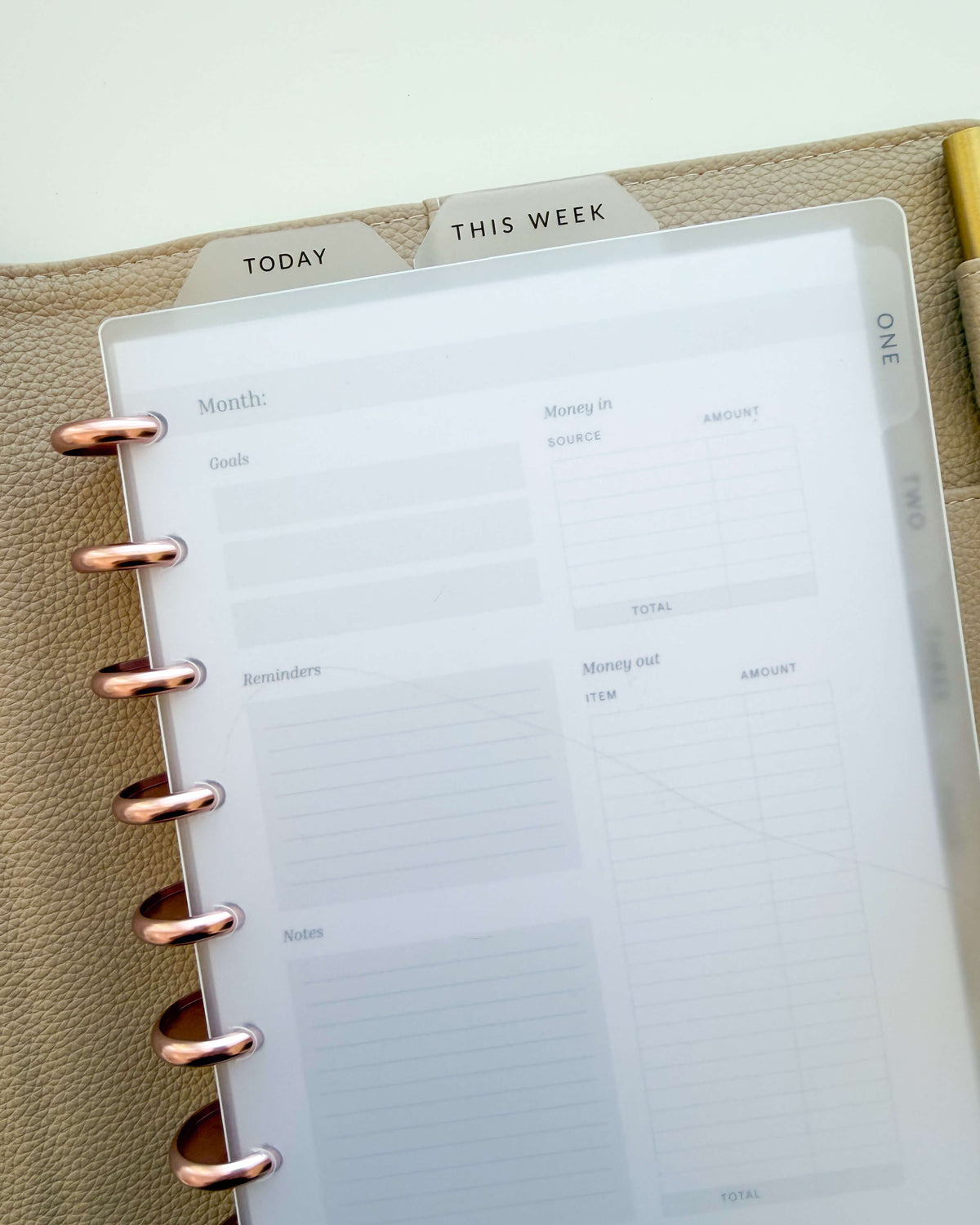 Page finder TODAY — tab dividers for discbound planners, product photo