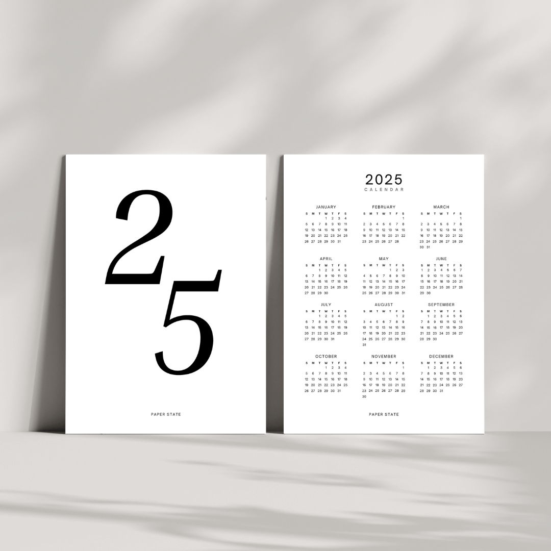 A5 ring binder planner dashboard page with yearly calendar