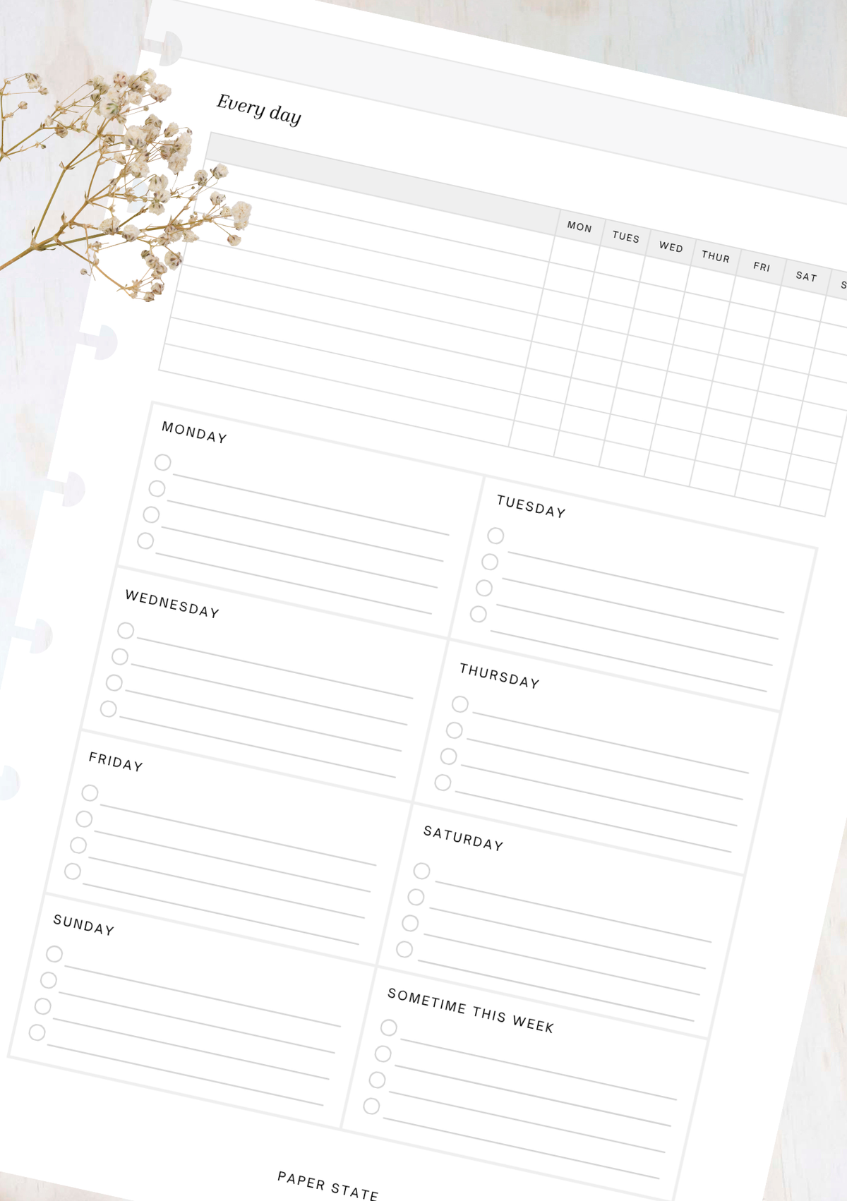 Weekly Tasks Undated — refillable A5 planner insert