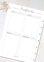 Family meal planning insert set