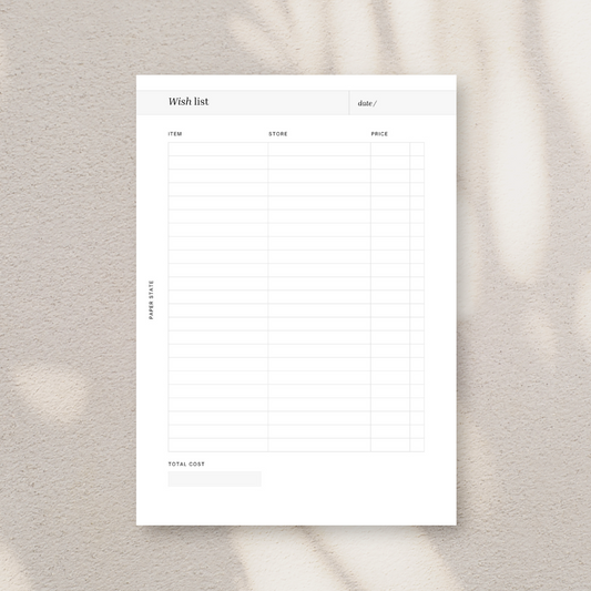 A5 | Ring binder | Insert | WISH LIST | 10 sheets | 20 pages