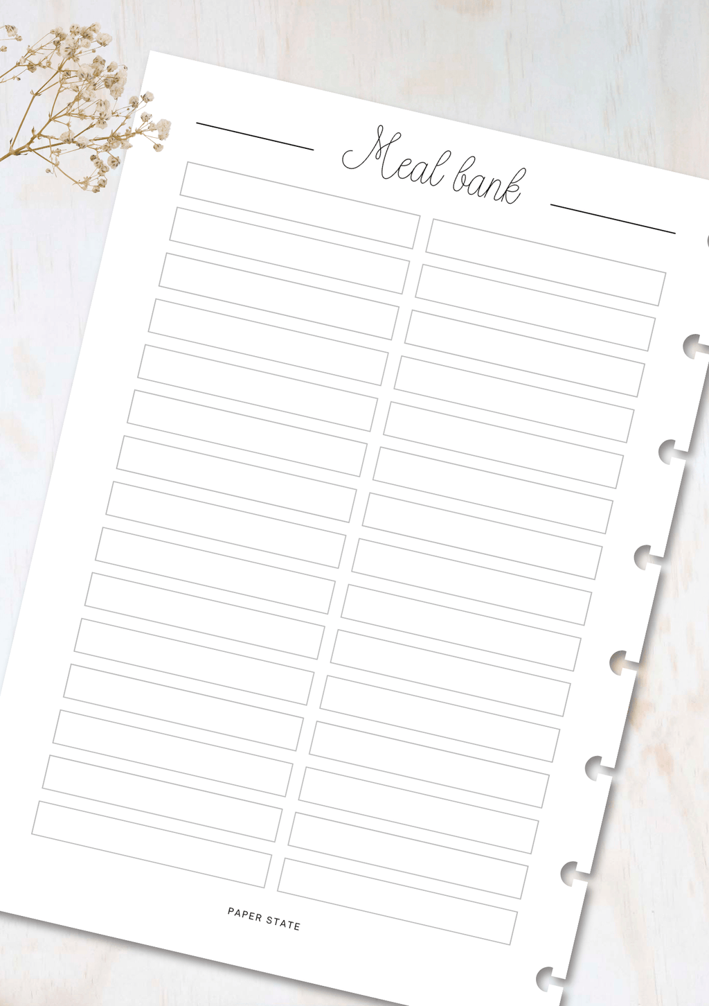 Family meal planning insert set