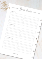 Family meal planning insert set