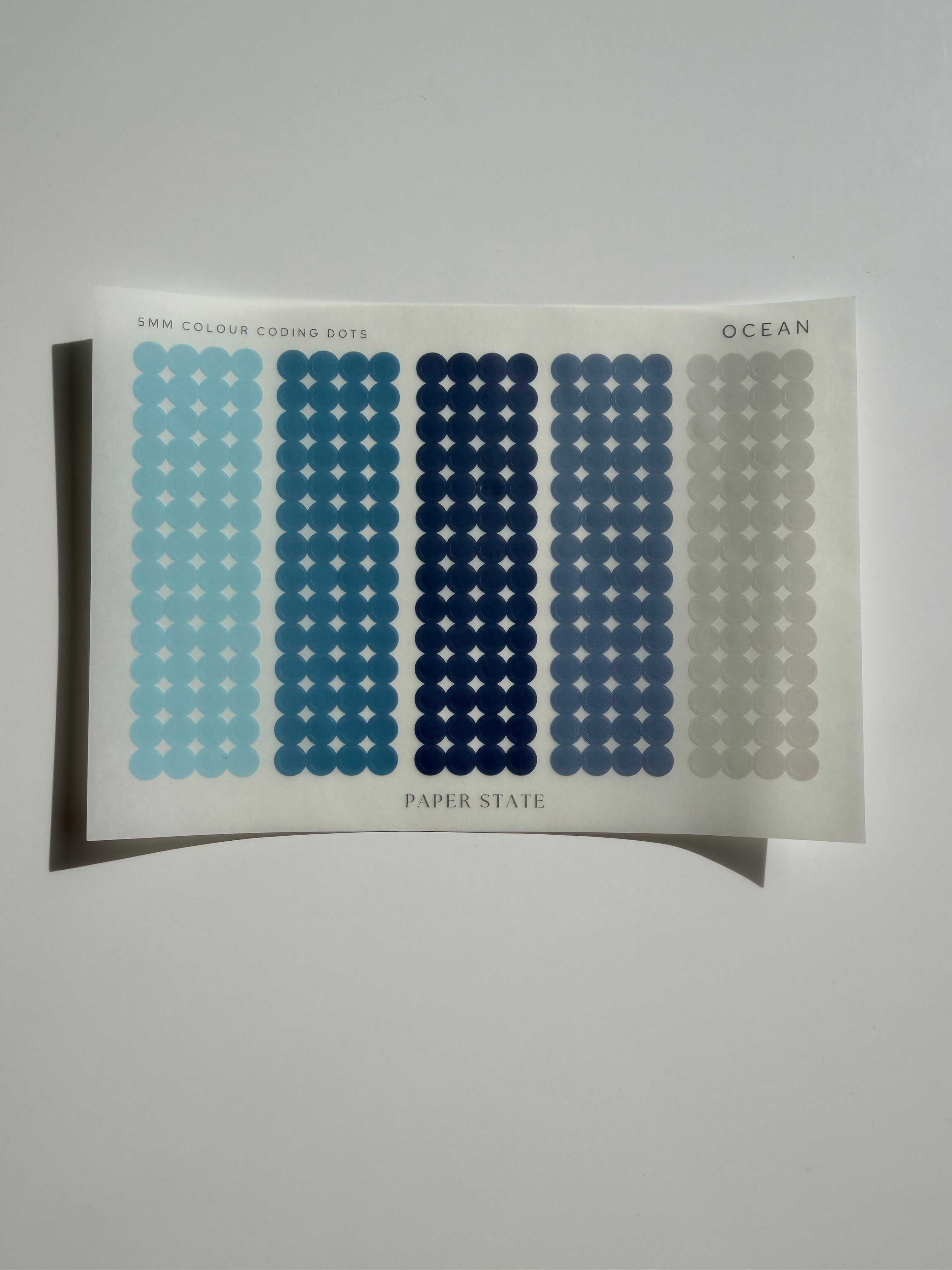 1 sheet | Transparent colour coding sticker dots | Ocean