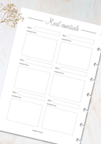 Family meal planning insert set