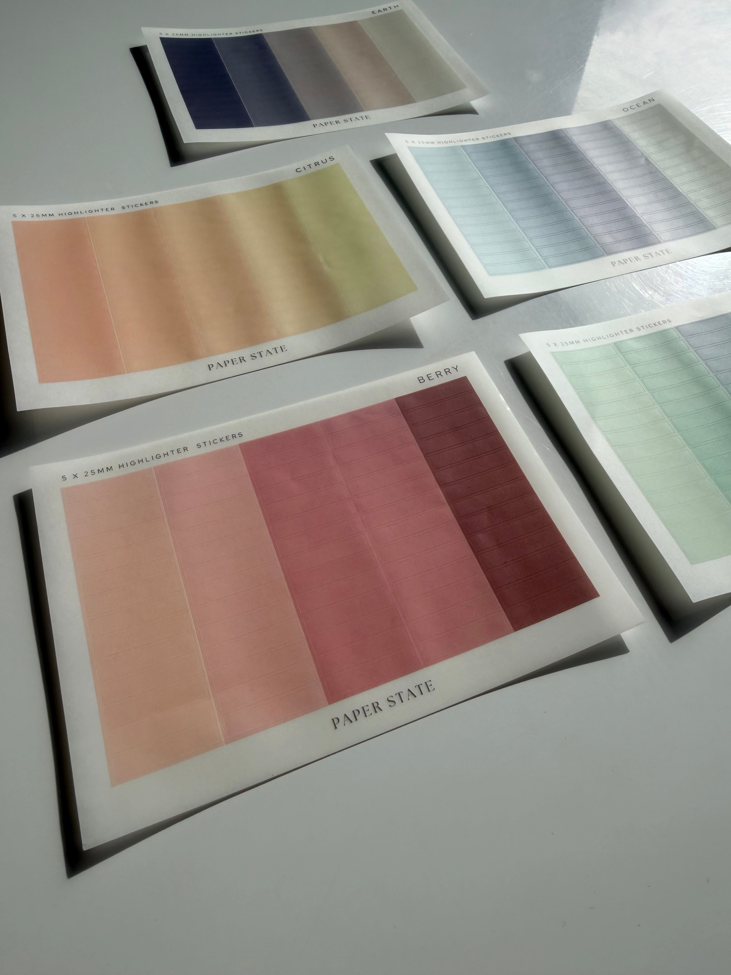 5 Sheets | Transparent Colour Coding Rectangle Stickers | Set
