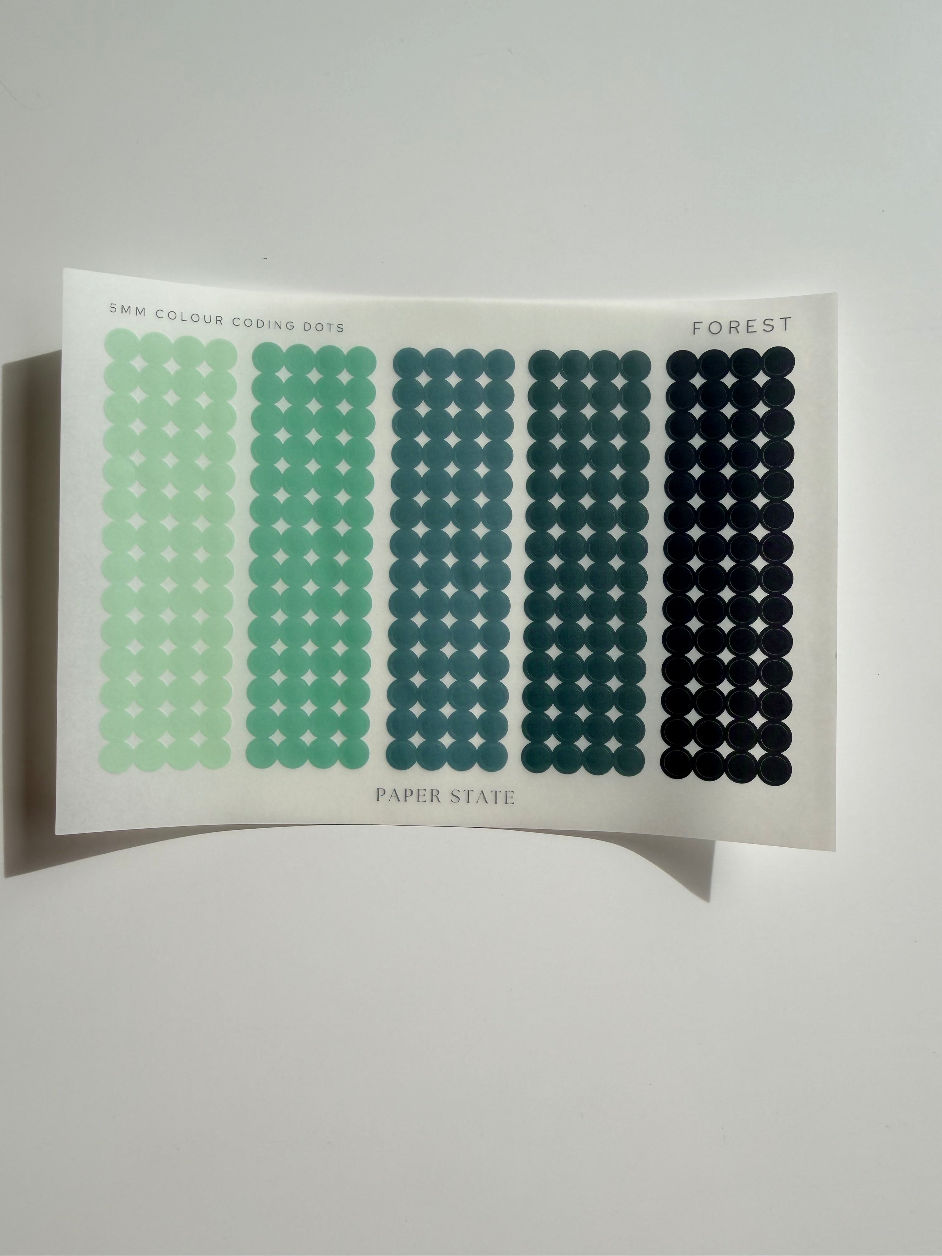 1 sheet | Transparent colour coding sticker dots | Forest