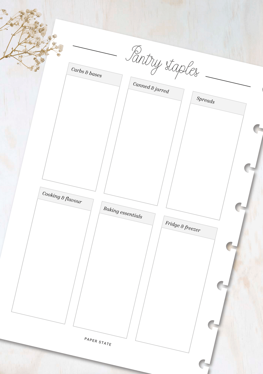 Family meal planning insert set