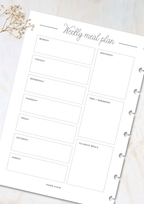 Family meal planning insert set