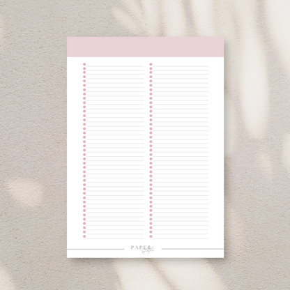 A5 checklist notepad