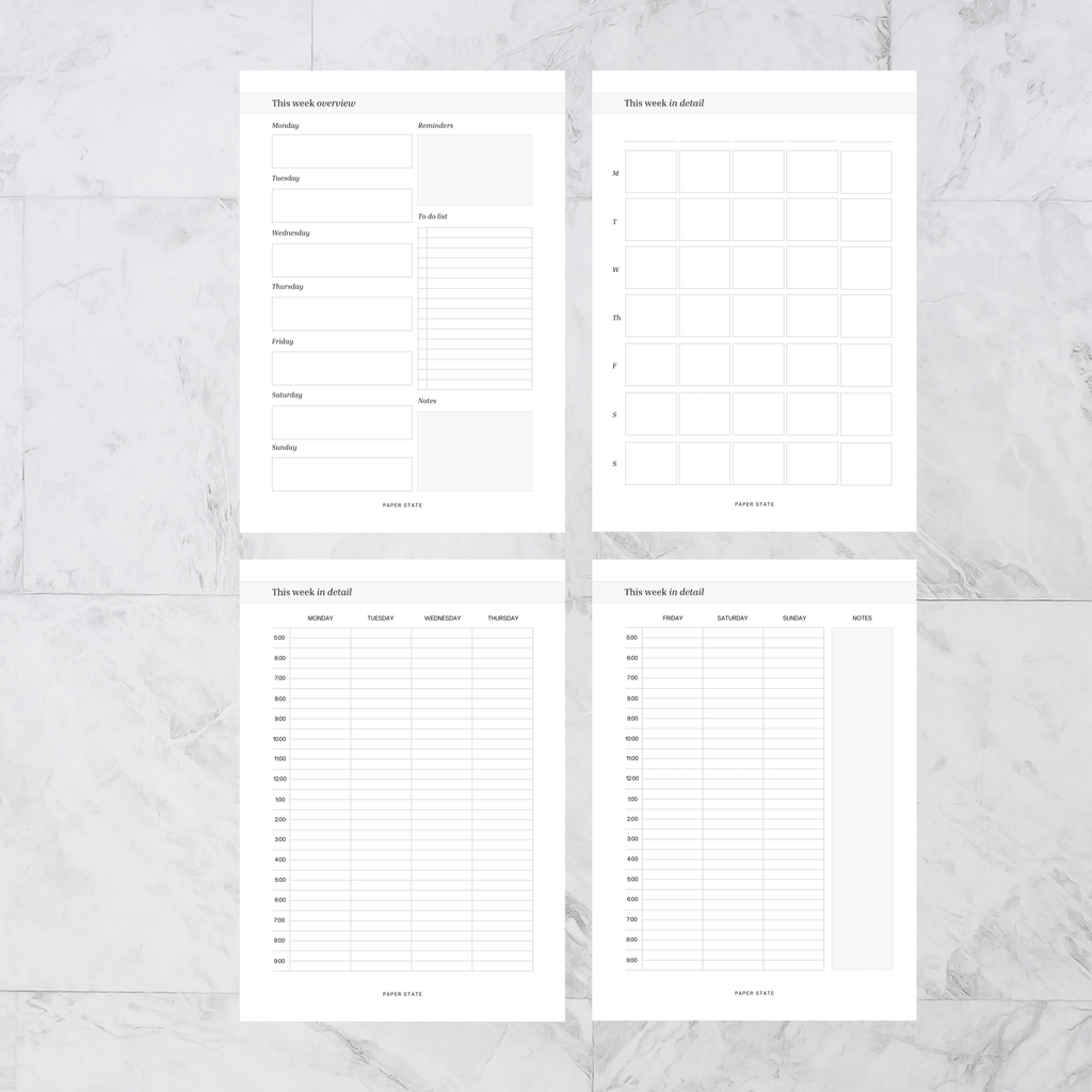 Weekly schedule inserts