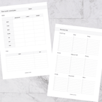 Weekly meal plan inserts