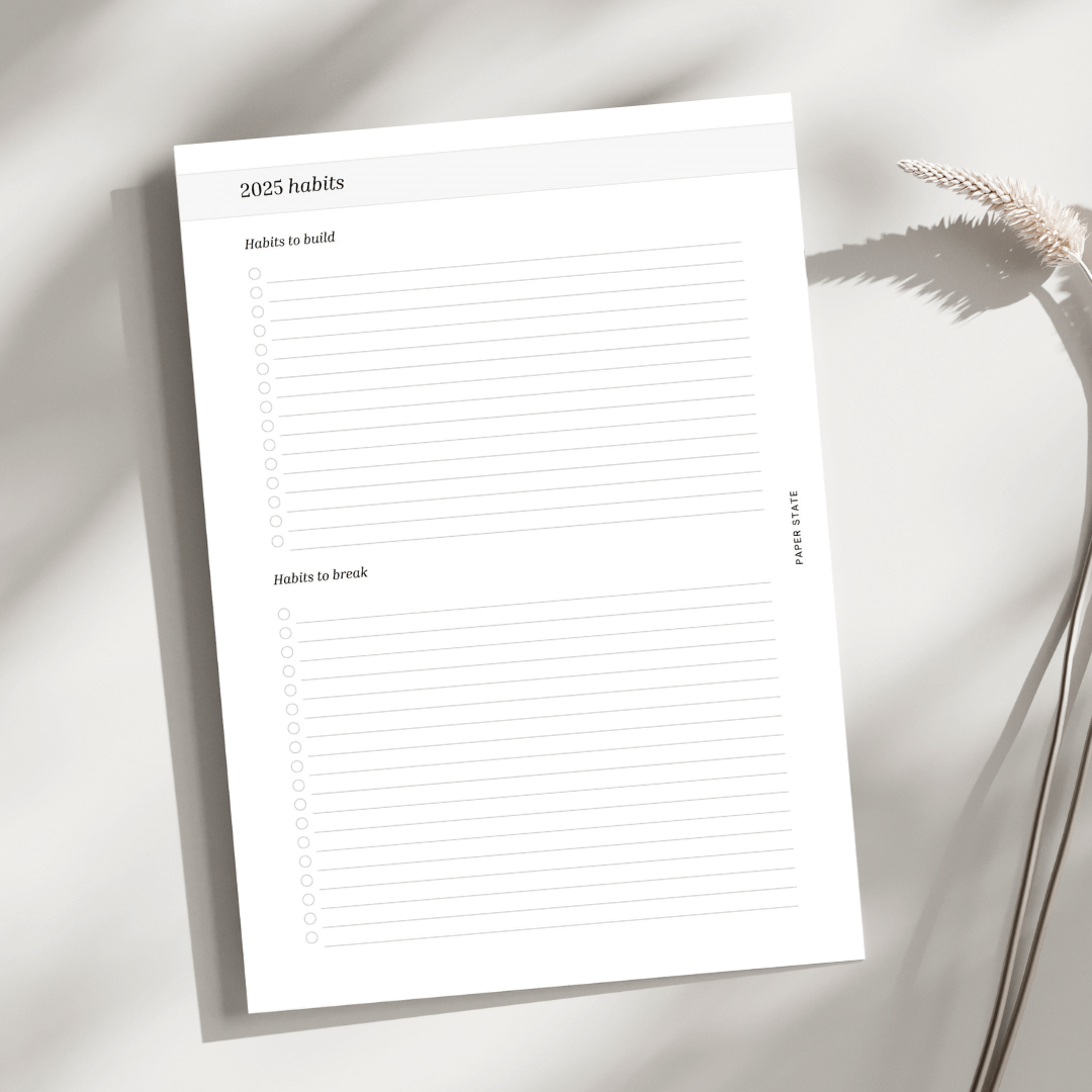 2025 a5 yearly annual habit tracker planner insert