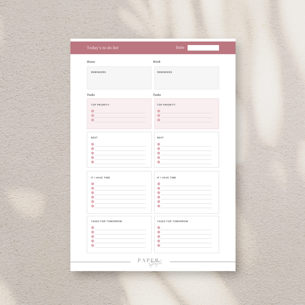 A5 tasks notepad