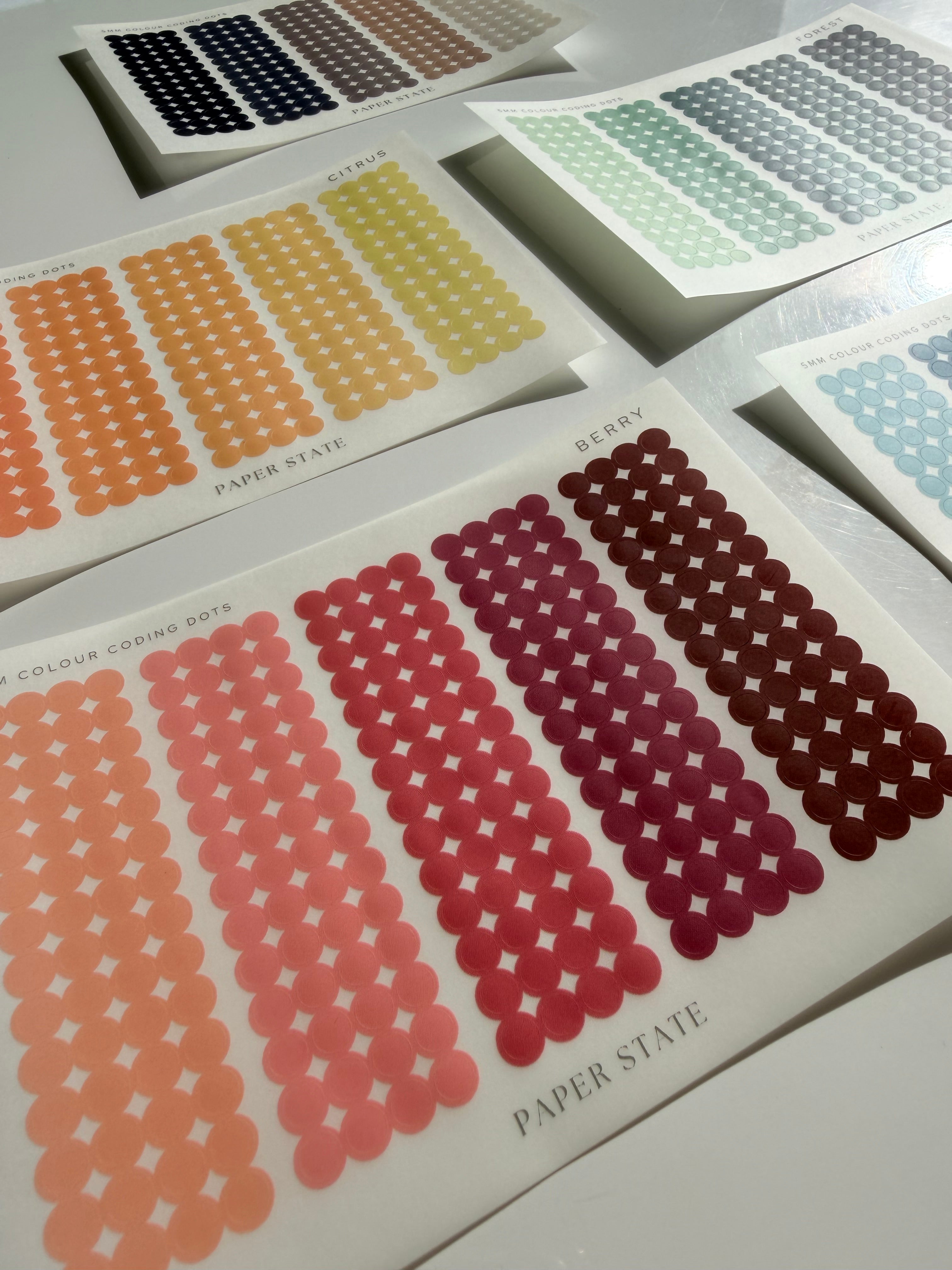 5 Sheets | Transparent Colour Coding Dot Stickers | Set