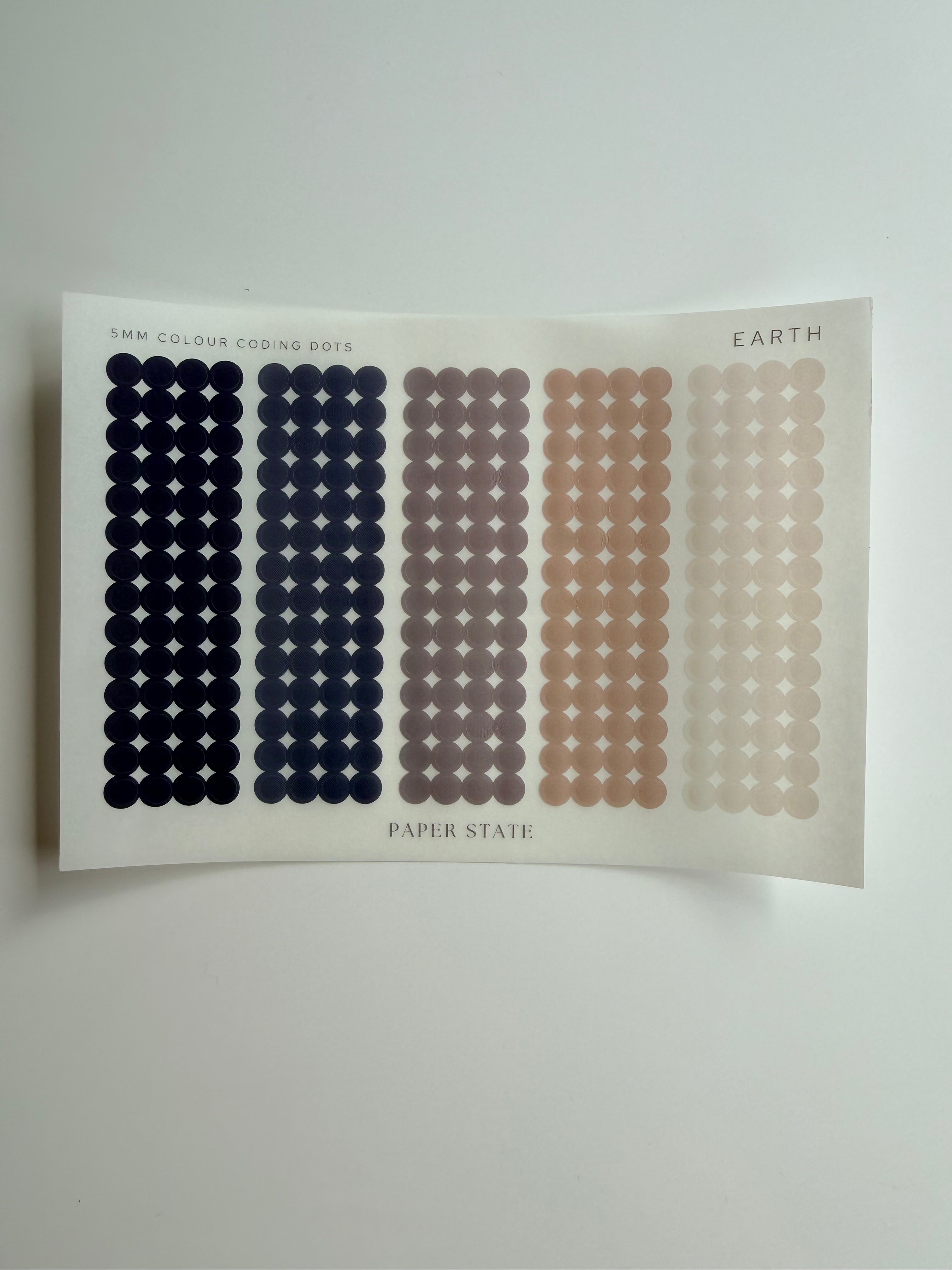 1 sheet | Transparent colour coding sticker dots | Earth