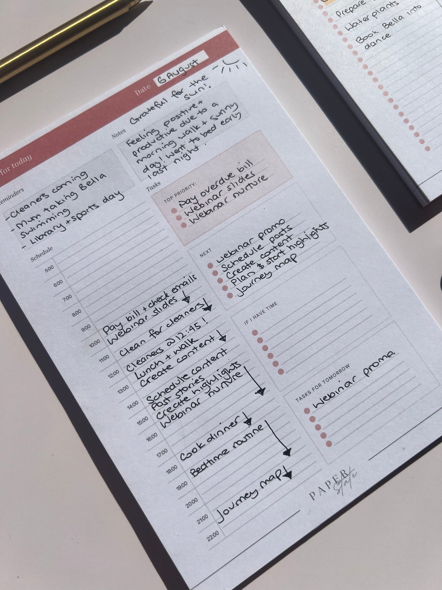 A5 daily planner notepad