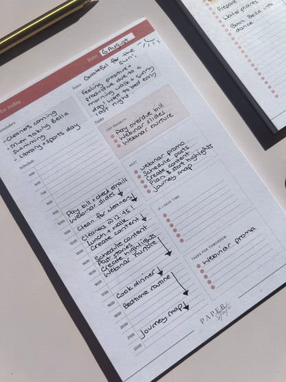 A5 daily planner notepad
