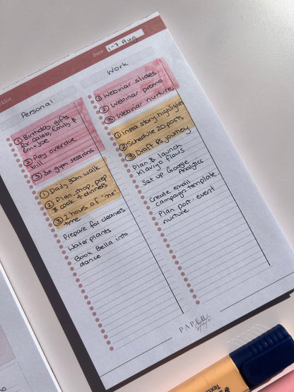 A5 checklist notepad