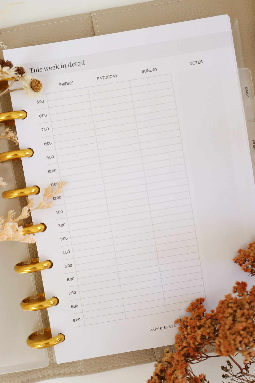 Weekly schedule inserts