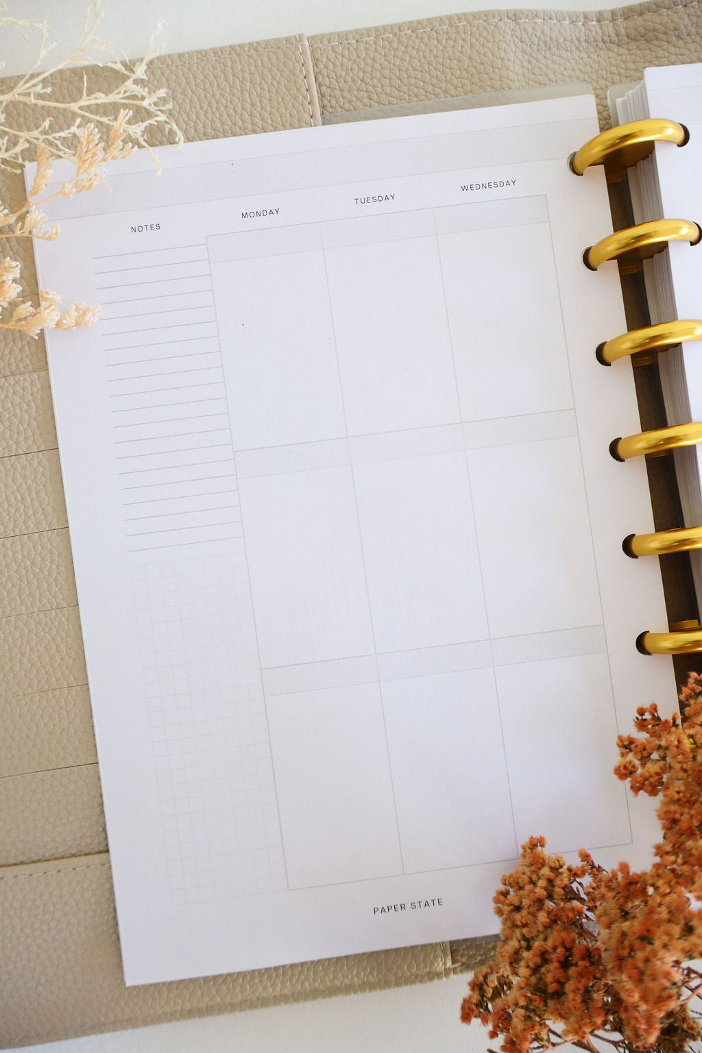 3-section weekly planning inserts