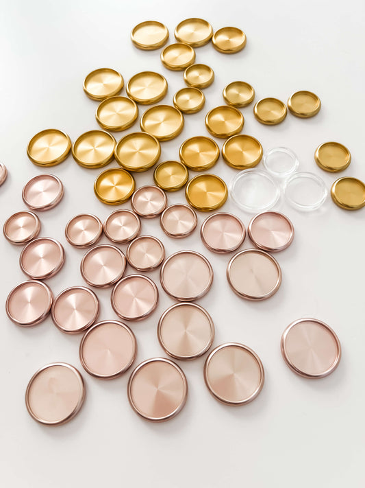 Discbound | Discs | Metal | Rose Gold | Set of 8 | 24, 28, or 32mm