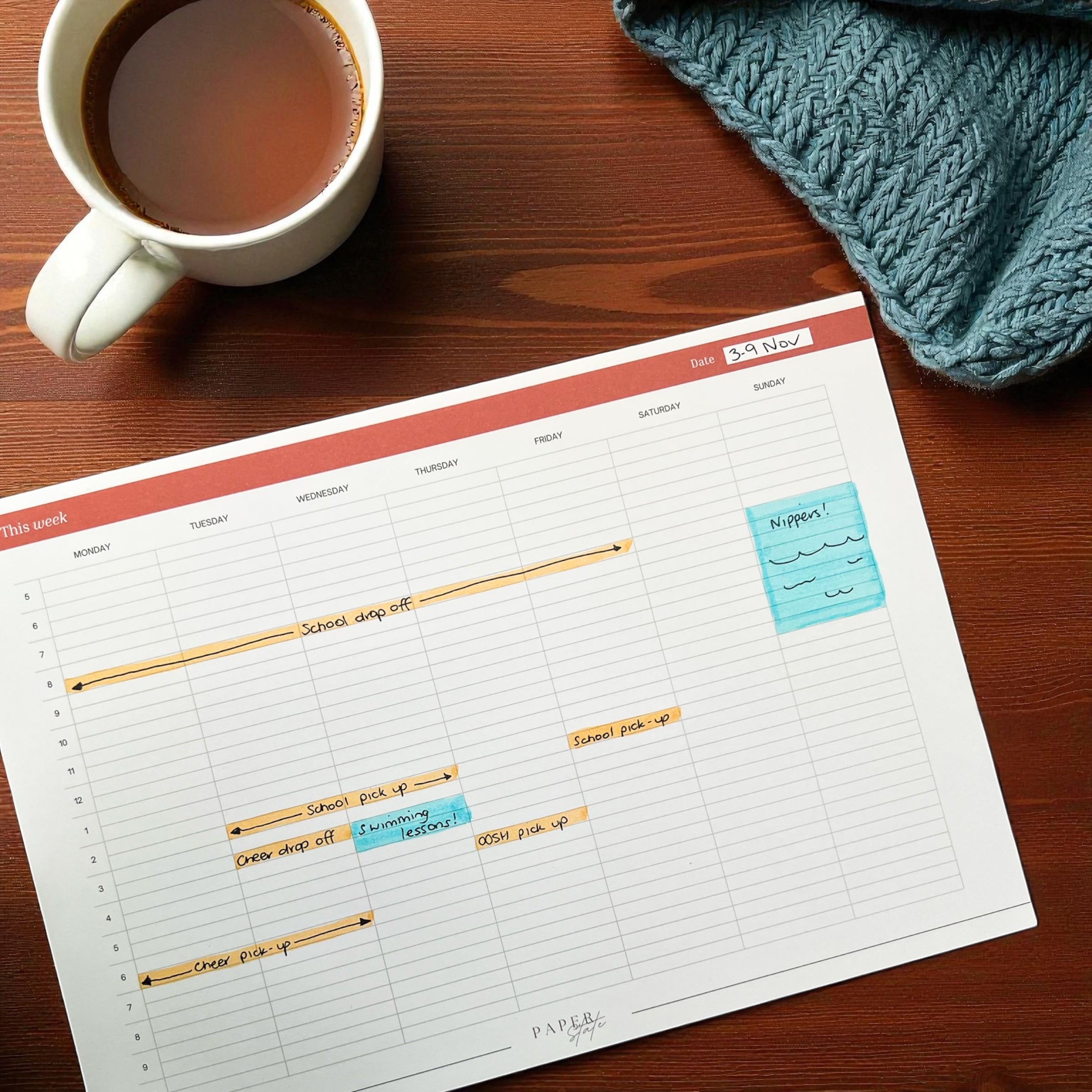 A4 weekly schedule notepad