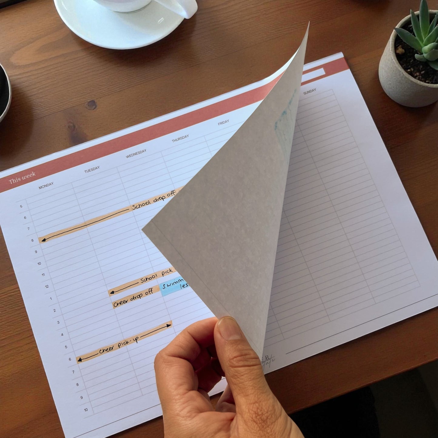 A4 weekly schedule notepad