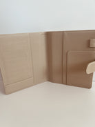 A5 Beige wrap cover — discbound planner cover, close-up