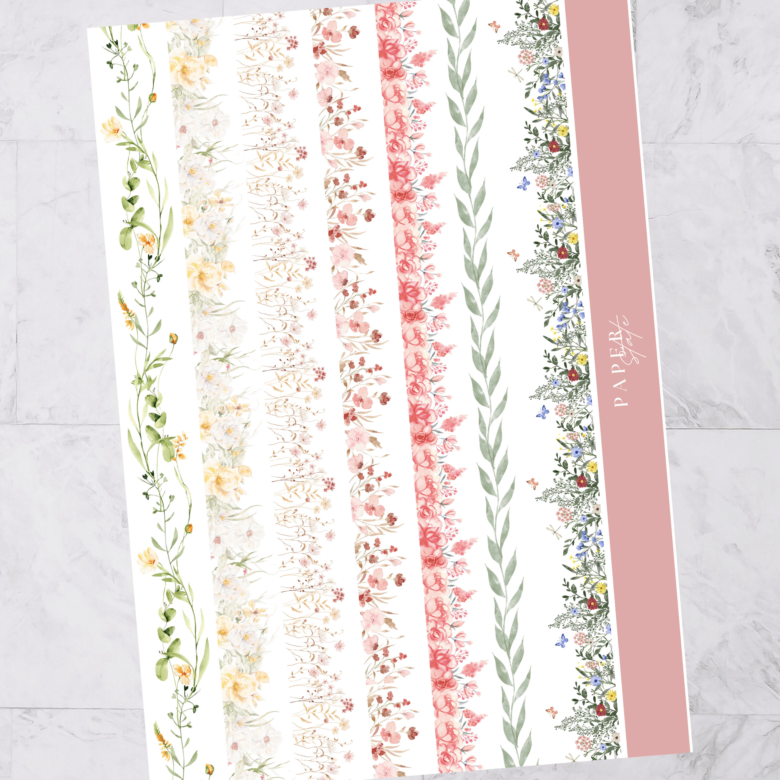 A5 Floral borders sticker sheet — refillable planner accessory