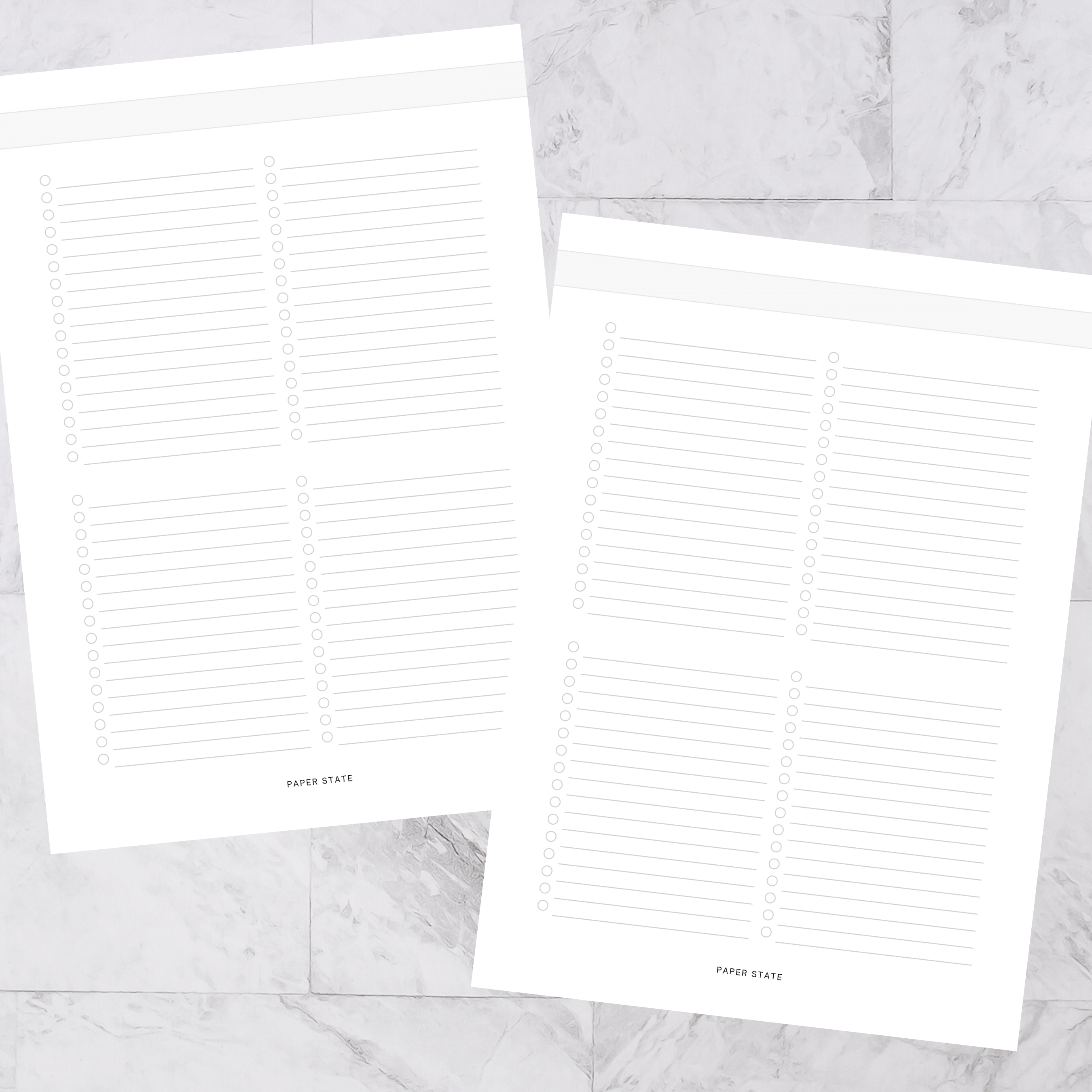 A5 Lists 4-Section — A5 discbound insert — refillable planner pages, flat lay