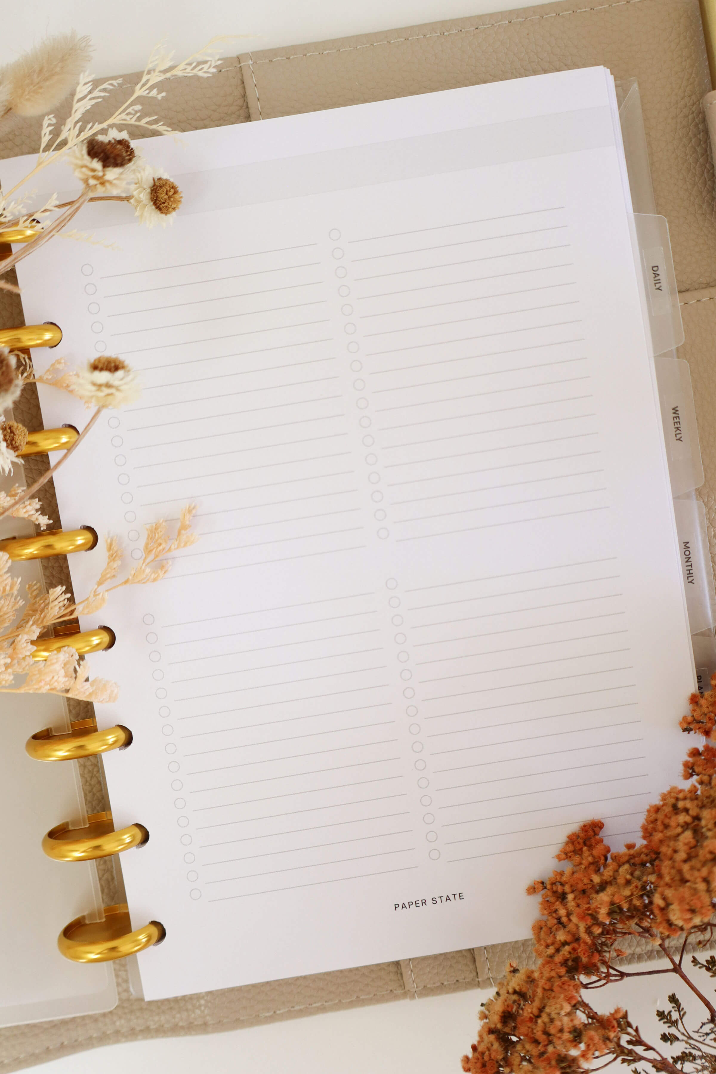 A5 Lists 4-Section — A5 discbound insert — refillable planner pages