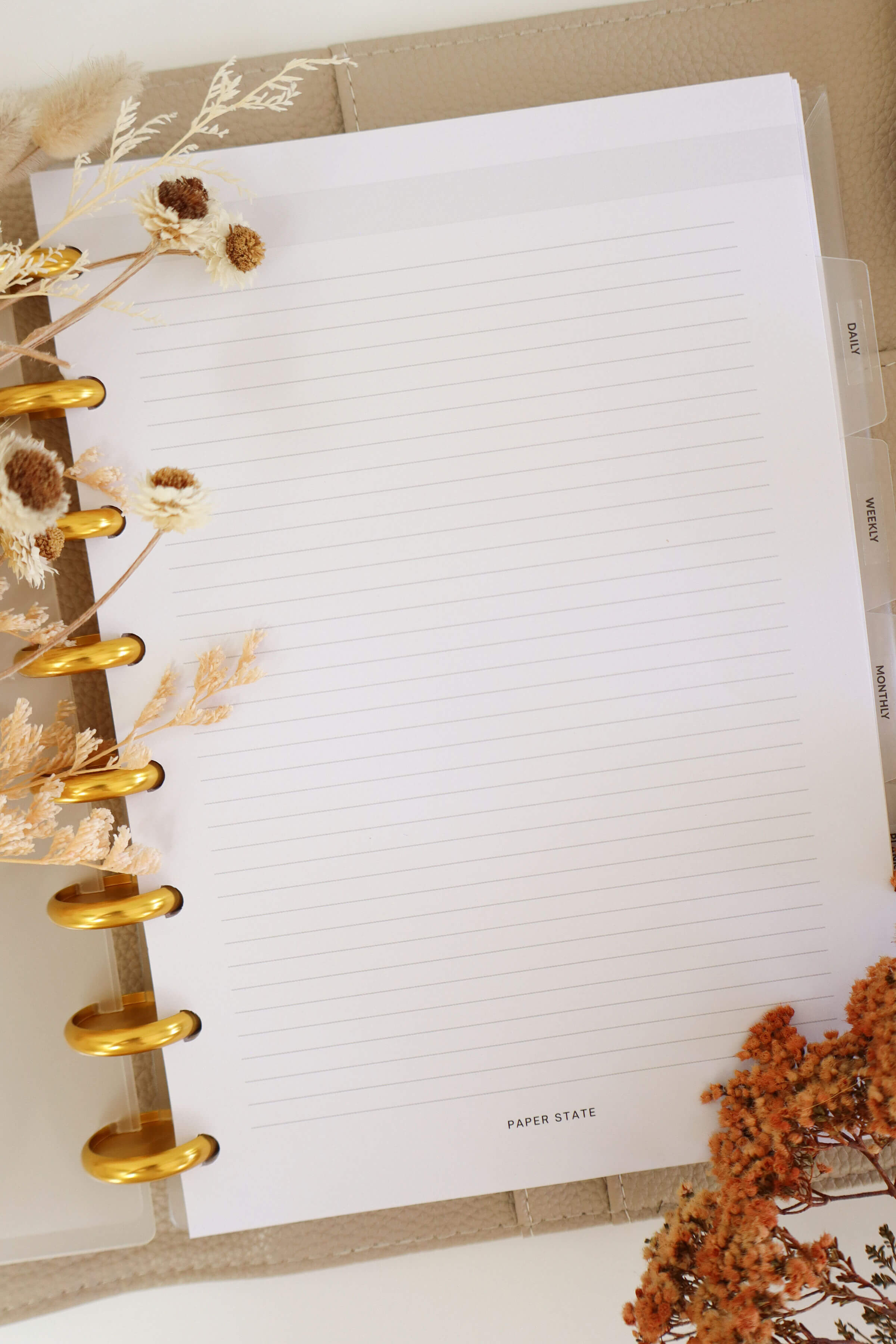 A5 Notes Lined — A5 discbound insert — refillable planner pages