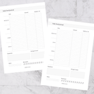 A5 Self Care Food Journal — A5 discbound insert — refillable planner pages, flat lay