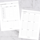 A5 Self Care Weekly Meal Plan — A5 discbound insert — refillable planner pages, flat lay